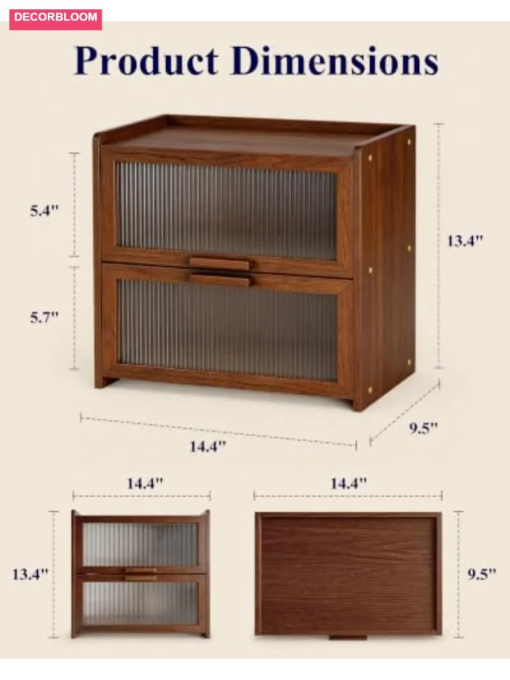 Wooden 2-Tier Bread Box for Kitchen, Large Storage, Pine, Farmhouse Style
